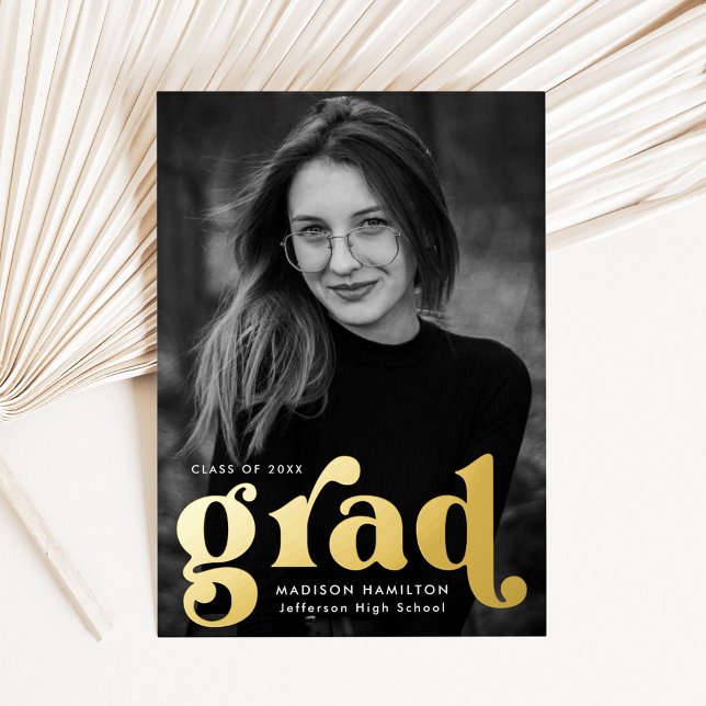 Bold Gold Typography Photo Graduation Announcement (Creator Uploaded)