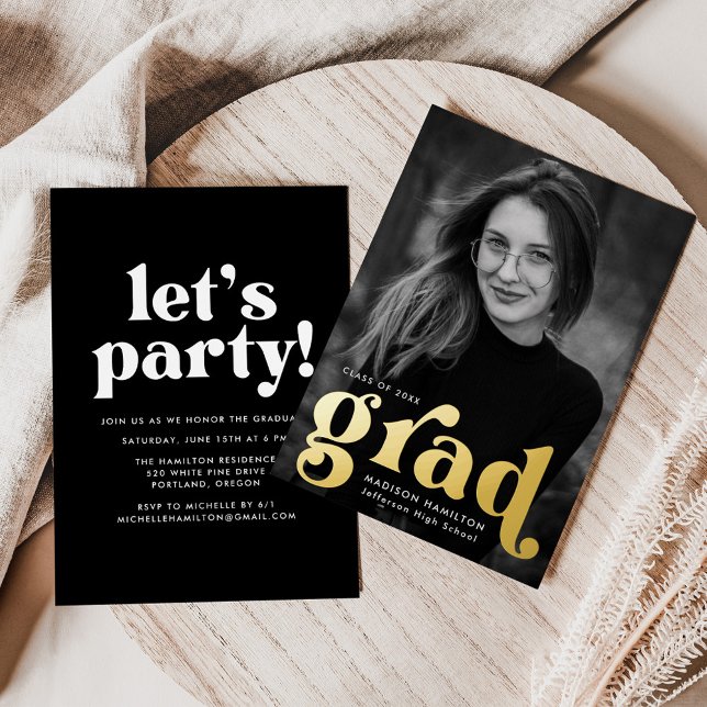 Bold Gold Typography Photo Graduation Party (Creator Uploaded)