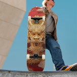 Bold Golden & Red Dragon Head Skateboard<br><div class="desc">The skateboard features a breathtaking illustration depicting a majestic dragon in golden colour against bold red background. ♥ If you need any help,  please always feel free to contact me via the "CONTACT SELLER" and I’m happy to help you! ♥ ♥</div>