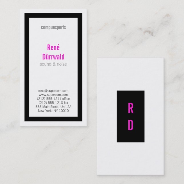 Bold, good to read, black and magenta business card (Front/Back)