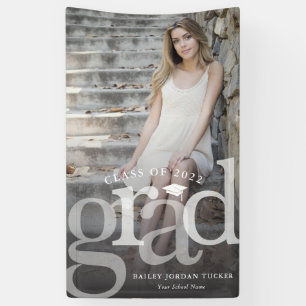 Bold GRAD Black Ombre Overlay Photo Graduation Banner