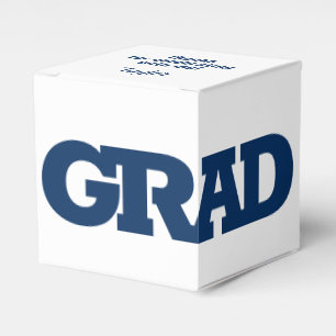 Bold GRAD  Blue and White Graduation Party Favour Box