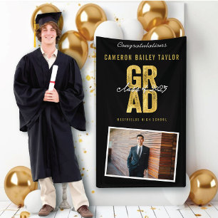 Bold GRAD Class Of 2024 Photo Graduation Party Banner