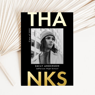 Bold Grad Gold Foil Graduation Thank You Card