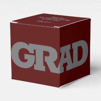 Bold GRAD Grey on Dark Maroon Graduation Party Favour Box