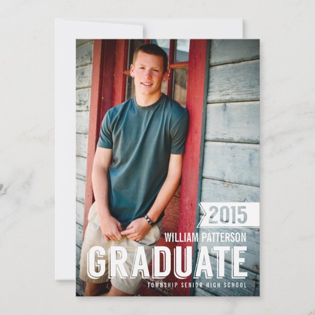 Bold Grad Guy Photo Graduation Party Invitation (Front)
