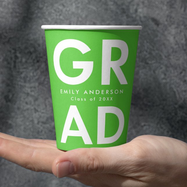 Bold Grad Lime Green Graduation Paper Cups (Creator Uploaded)