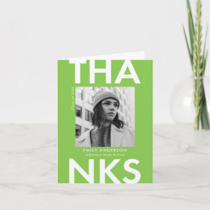 Bold Grad Lime Green Photo Graduation Thank You Card