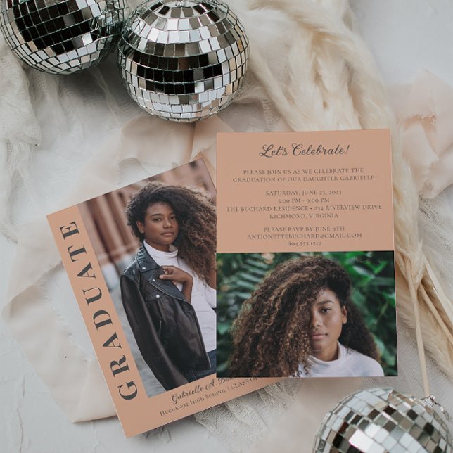 Bold Grad Modern Photo Announcement Party Invite (Creator Uploaded)