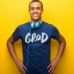 Bold grad modern trendy graduation personalised T-Shirt<br><div class="desc">Celebrate graduation with this stylish t-shirt that features a bold "grad" in white brushy type along with customisable text that can be school name, graduation year or other. Pick your school colour shirt and rock this shirt proudly. Coordinates with the Lea Delaveris Design Bold Graduate collection of graduation party decor...</div>