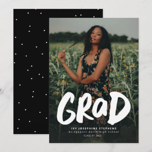 Bold grad modern trendy one photo graduation announcement