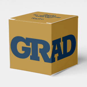 Bold GRAD   Navy and Gold Graduation Party Favour Box