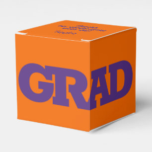 Bold GRAD Purple and Orange Graduation Party Favour Box