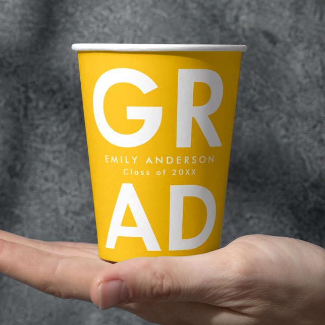 Bold Grad Yellow Graduation Paper Cups (Creator Uploaded)