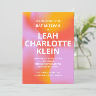 Bold Gradient Lavender Orange Cool Bat Mitzvah Invitation