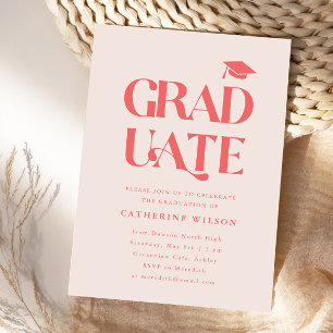 Bold Graduate Graduation Party Photo Pink Invitation