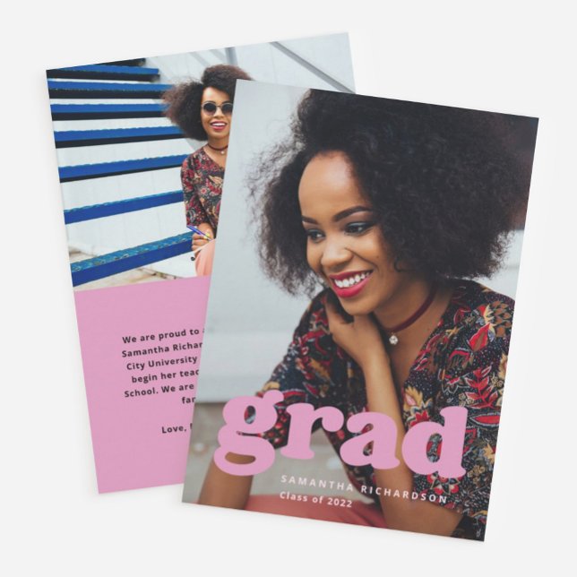 Bold Graduate | Modern Two Photo 2022 Graduation Invitation (Creator Uploaded)