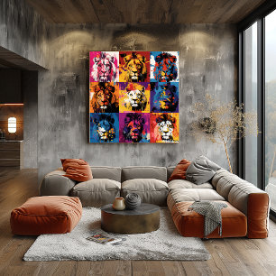 Bold Graffiti Lion Portraits with Vibrant Urban Poster