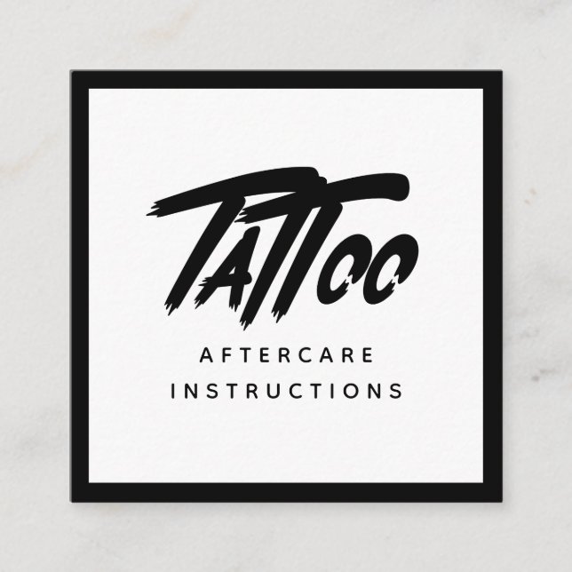 Bold Graffiti Style Tattoo Aftercare Instructions  Square Business Card (Front)