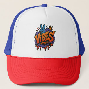 Bold Graffiti "Vibes" Street Art  Trucker Hat
