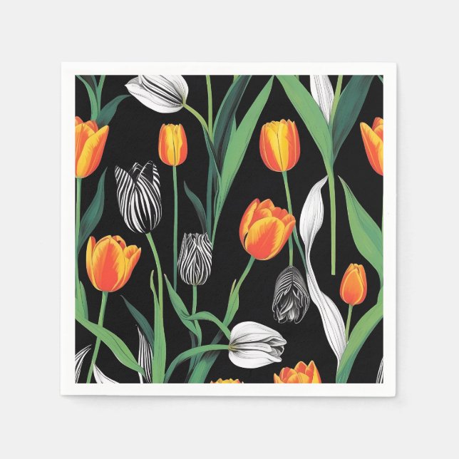 Bold Graphic Artistic Tulips  Napkin (Front)