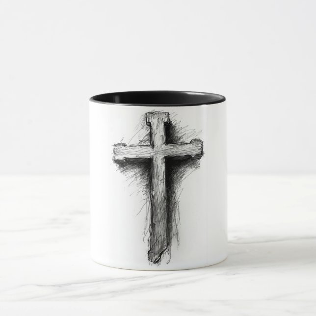 Bold, Graphic Christian Cross Coffee Mug (Center)