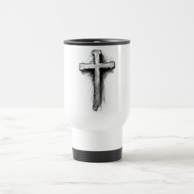 Bold, Graphic Christian Cross Travel Mug (Center)