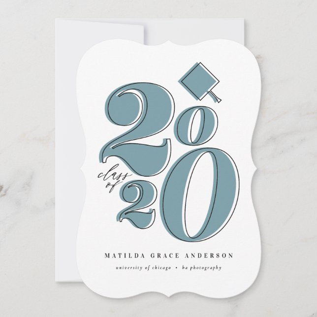 Bold graphic class of 2020 graduation announcement (Front)