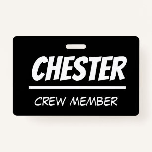 bold, graphic lanyard - crew member, volunteer etc ID badge