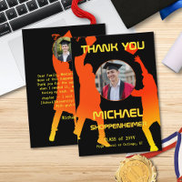 Bold Graphic Orange Black Graduation Photo