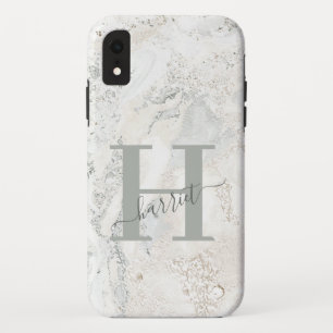 Bold graphic typography initial marble Case-Mate iPhone case