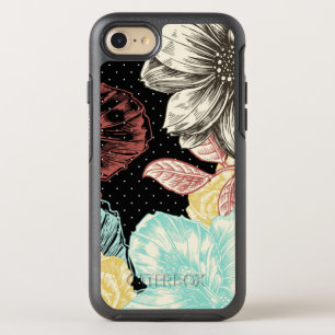 Bold Graphic Vector Engraved Black Floral OtterBox Symmetry iPhone 8/7 Case