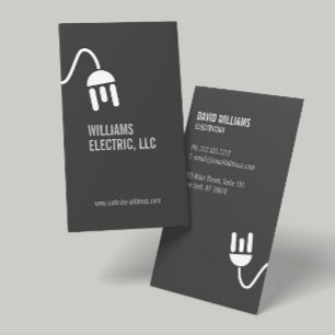 BOLD GRAY ELECTRICIAN MODERN BUSINESS CARD