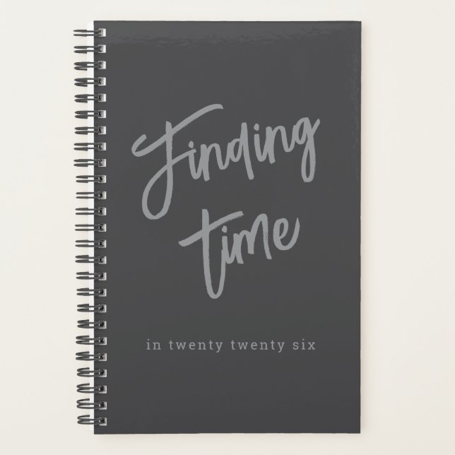 Bold Gray Script Typography Personalized Planner (Front)