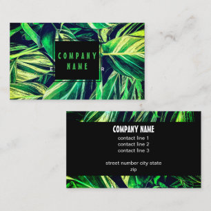 Bold Green And Black On Leaves Nature Art Business Card