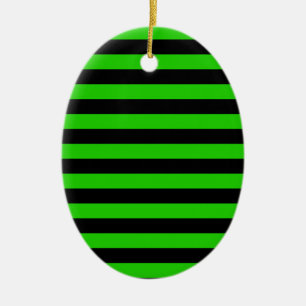 Bold Green and Black Stripes Pattern Ceramic Tree Decoration