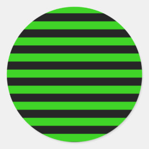 Bold Green and Black Stripes Pattern Classic Round Sticker