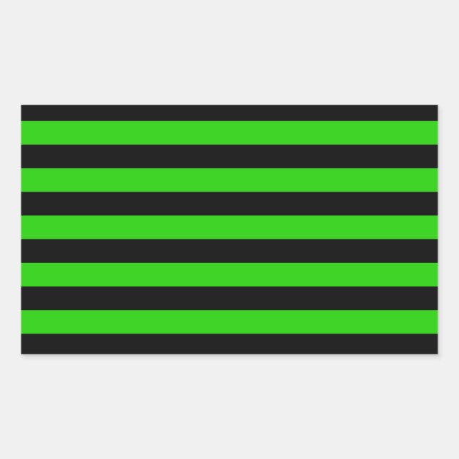 Bold Green and Black Stripes Pattern Rectangular Sticker (Front)