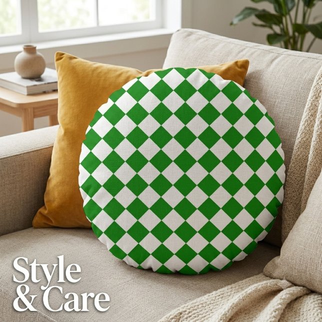 Bold Green and White Chevron Pattern 16" Round Cushion (Bold Green and White Chevron Pattern 16 Round Pillow)