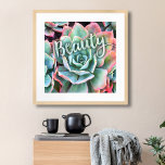 Bold Green Cactus Succulent Photo Beauty Script Poster<br><div class="desc">I’ve always been mesmerised by the durability and beauty of cacti, which thrive in the harshest of conditions. Embrace the splendour of the desert with this stunning close-up photo poster of a pink-tipped, mint green, blossoming cactus. Makes a great uplifting and inspirational gift! You can easily personalise this poster plus...</div>