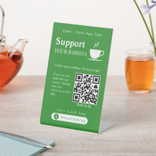 Bold Green Cash App Tips QR Code Sign