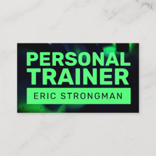 Bold green fitness professional  business card