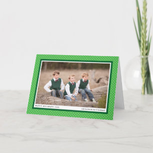 Bold Green Frame Preppy Folded Photo Holiday Card