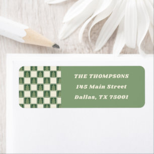 Bold Green Holiday Chequered Tree Return Address