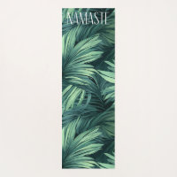 Bold green jungle tropical palm pattern Namaste