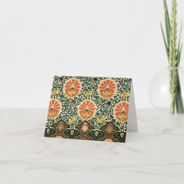 Bold Green & Orange Floral Notecard (Front)