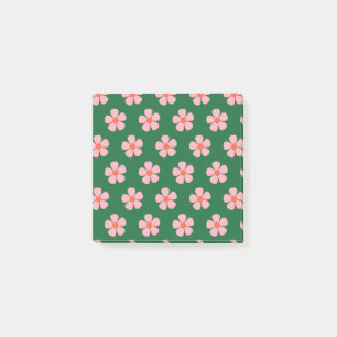 Bold Green & Pink Whimsical Flower Retro Patterns  Post-it Notes