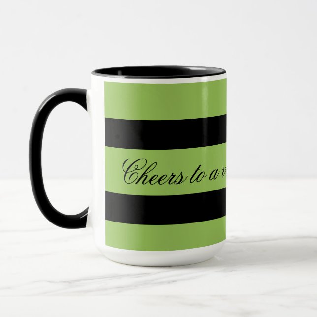 Bold Green Stripe Coffee Mug (Left)