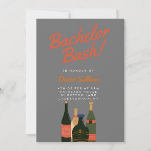 Bold Grey Bachelor Party Invitation