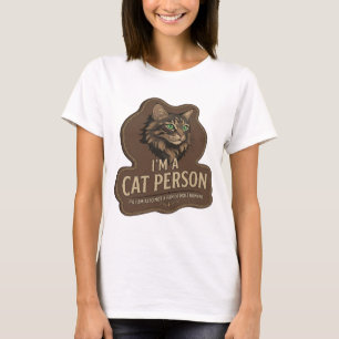 Bold Grey I'M A CAT PERSON Slogan Design T-Shirt